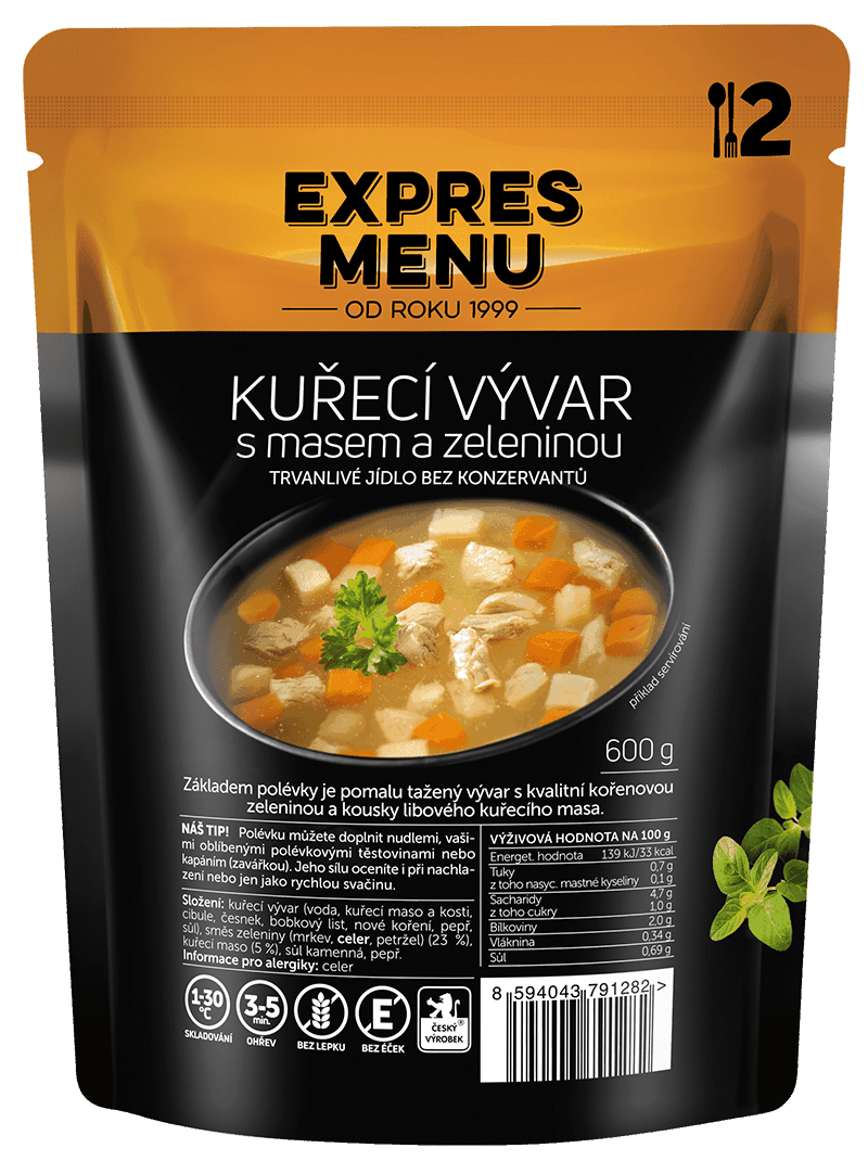 Kuřecí vývar se zeleninou(2 porce) Expres menu