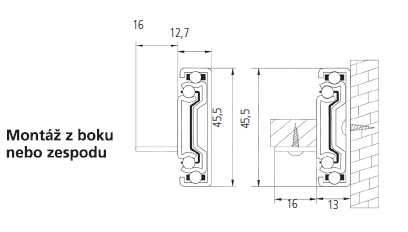 STRONG kuličkový celovýsuv 800 mm s podpěrou 30kg