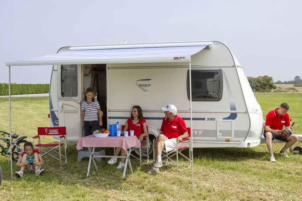 Markýza Fiamma Fiammastore F45 S, šedé tělo, plátno Royal Grey
